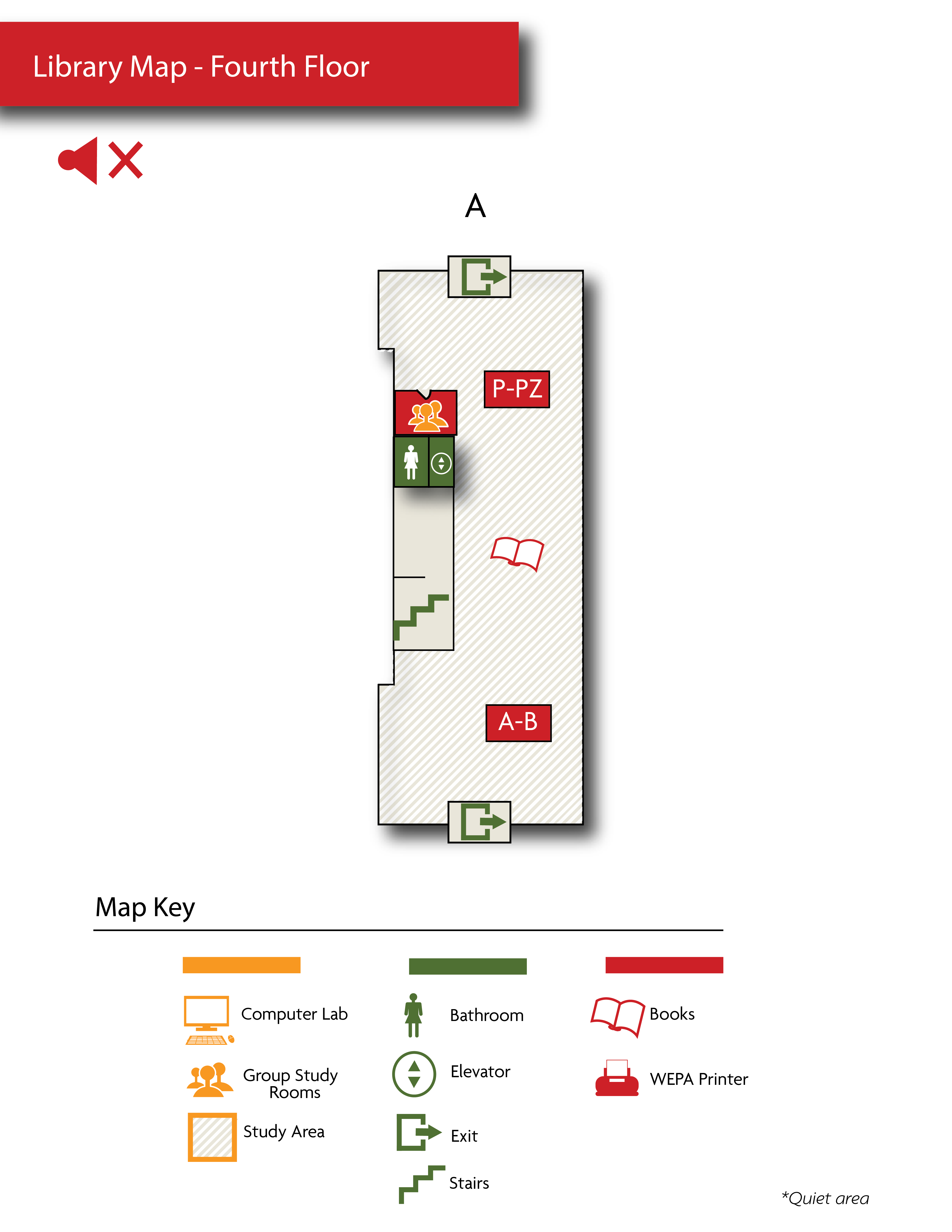 Map of the fourth floor of the library